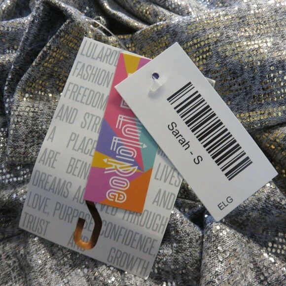 New LuLaRoe Elegant Sarah Duster S Gray Gold Silver Triangle Arrow - Picture 10 of 10
